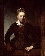 Samuel van hoogstraten Woman at a dutch door Sweden oil painting artist